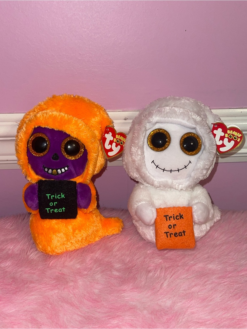 Halloween beanie boo babies ty plush ghost skeleton Skelton mist goth gothic toy